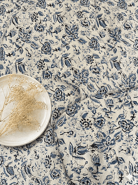 Cotton Indigo Kalamkari Jaal Block Print