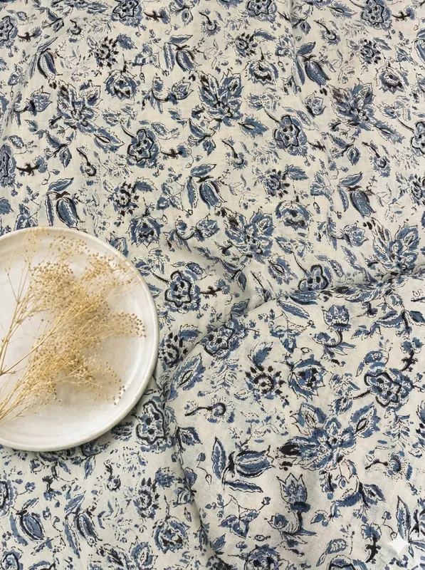 Cotton Indigo Kalamkari Jaal Block Print