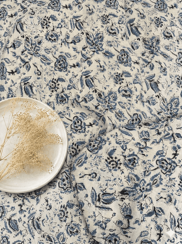 Cotton Indigo Kalamkari Jaal Block Print