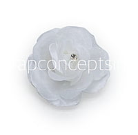 White Rose with Feathers & Stone