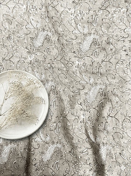 Cotton Grey Jaal Block Print