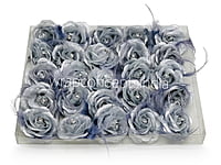 Silver Rose with Feathers & Stone