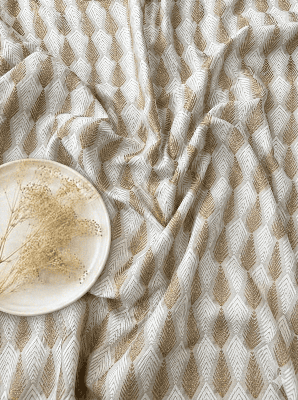 Slub Cotton Gold Khadi  Buta Block Print