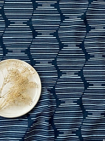 Cotton Indigo Geomatric Block Print