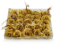 Gold Rose With Feathers & Stone