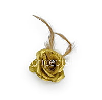Gold Rose With Feathers & Stone