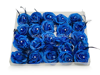 Blue Rose with Feathers & Stone