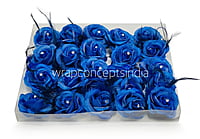 Blue Rose with Feathers & Stone