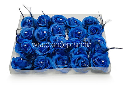 Blue Rose with Feathers & Stone