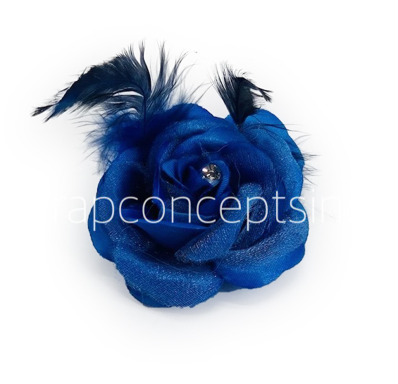 Blue Rose with Feathers & Stone