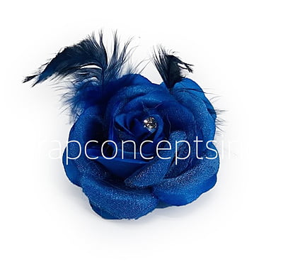 Blue Rose with Feathers & Stone