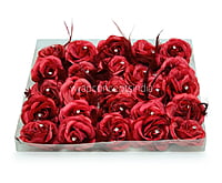 Red Rose with Feathers & Stone