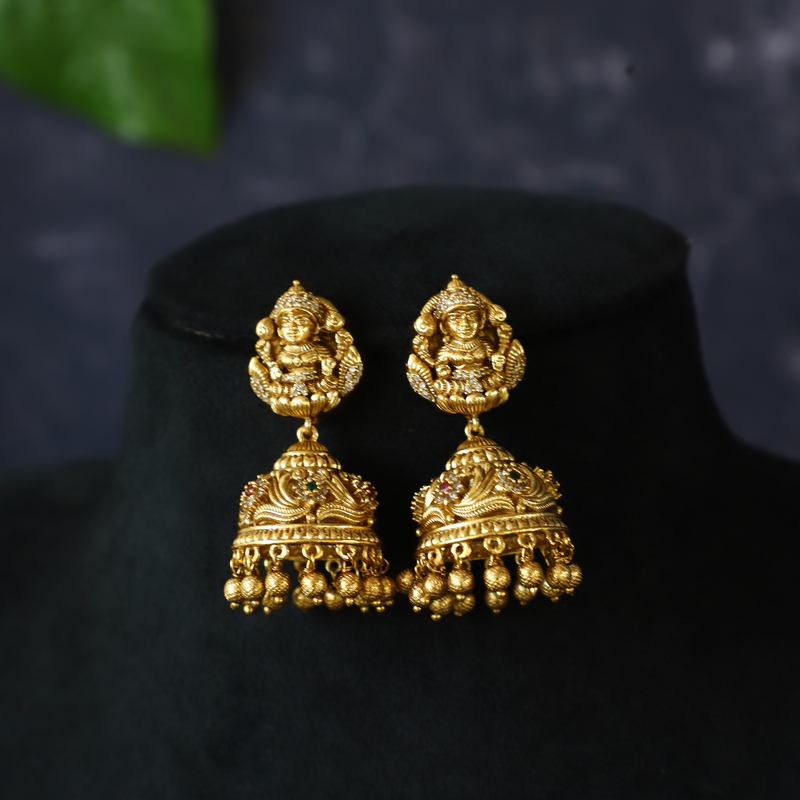 Diamond designed rosegold earing with AD stones