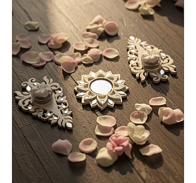 CUTWORK WHITE RANGOLI X 3