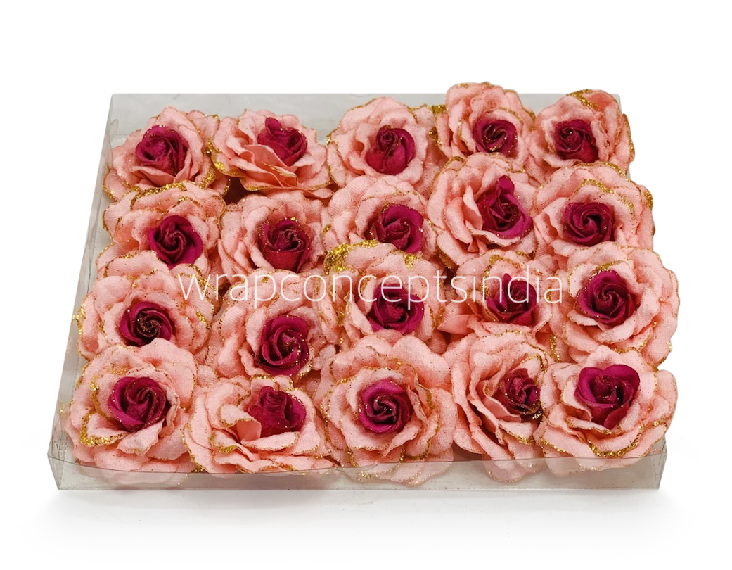 Peacy Pink Rose with Glittered Petals