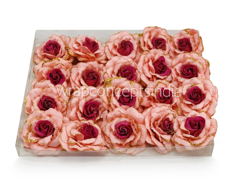 Peacy Pink Rose with Glittered Petals