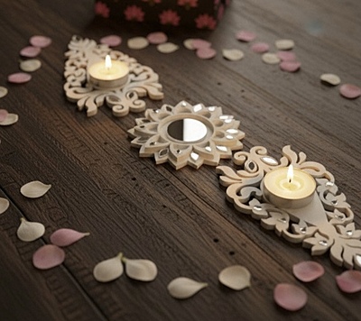 CUTWORK WHITE RANGOLI X 3
