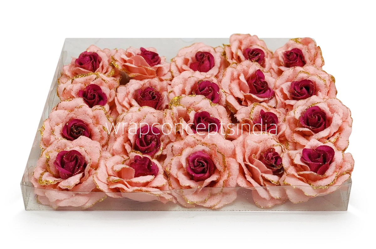 Peacy Pink Rose with Glittered Petals