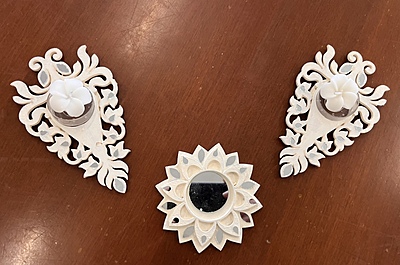 CUTWORK WHITE RANGOLI X 3