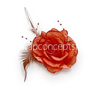 Tomato Rose With Feather & Pearl String
