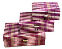 EELIKA Bamboo utility box || bamboo jewelley box || costmetic box || shringar makeup storage box || set of 3 (Pink)