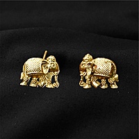 Beautiful gold color simple elephant pendant necklace with elephant stud earrings