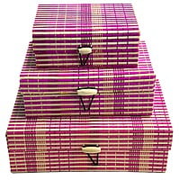 EELIKA Bamboo utility box || bamboo jewelley box || costmetic box || shringar makeup storage box || set of 3 (Pink)