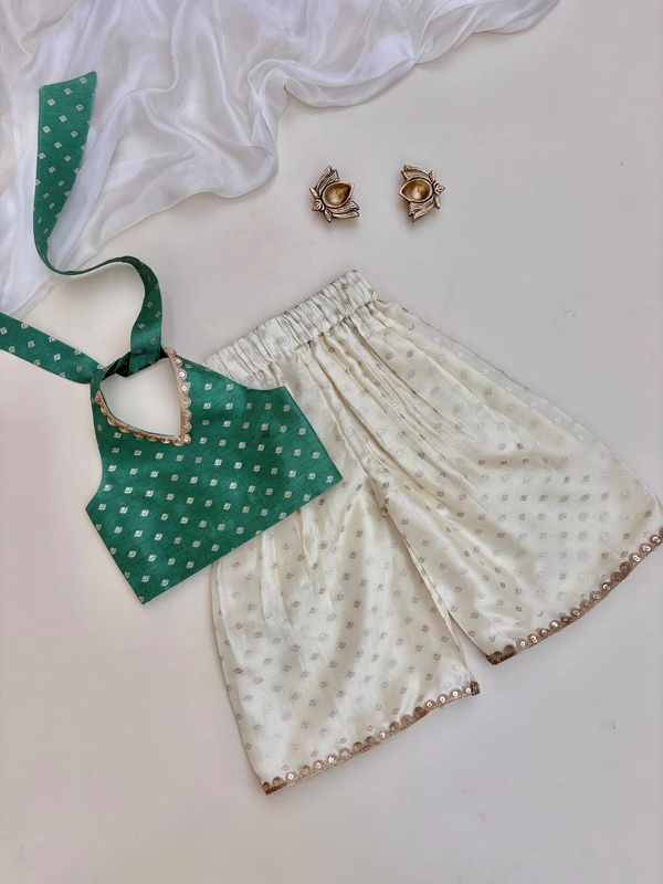 Emerald Ivory Silk Palazzo Set