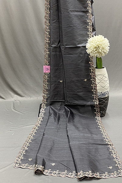 Kiara - Designer Golden Zardosi Work Border Sarees 10375
