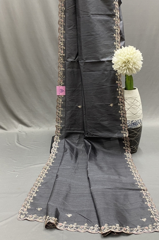 Kiara - Designer Golden Zardosi Work Border Sarees 10375