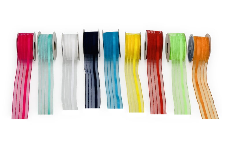 Sheer ribbon with Satin Stripe