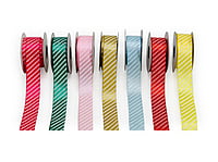 Diagonal Stripe Ribbon - Baby Pink & White