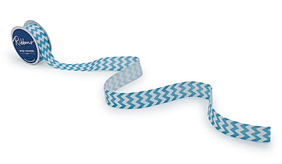 Turquoise Blue & White Chevron Pattern-DeepSkyBlue-10 yards-3 cms