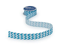 Turquoise Blue & White Chevron Pattern-DeepSkyBlue-10 yards-3 cms