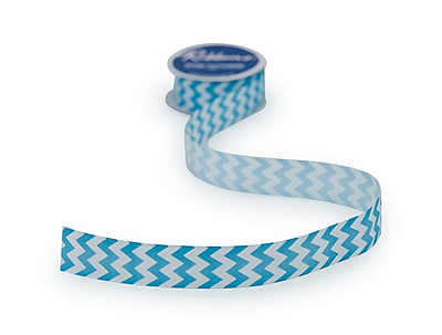 Turquoise Blue & White Chevron Pattern-DeepSkyBlue-10 yards-3 cms