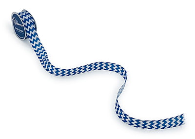 Turquoise Blue & White Chevron Pattern-DeepSkyBlue-10 yards-3 cms