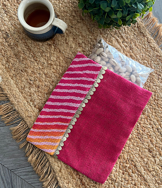 PINK LEHRIYA JUTE BATWA