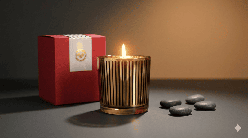JAR CANDLE X 150 ML VERTICAL GOLD STRIP