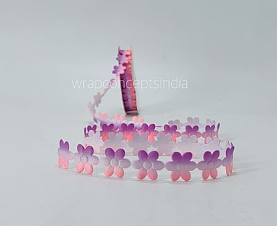 Flower Cut-out Shaded Ribbon -Purple & Pink