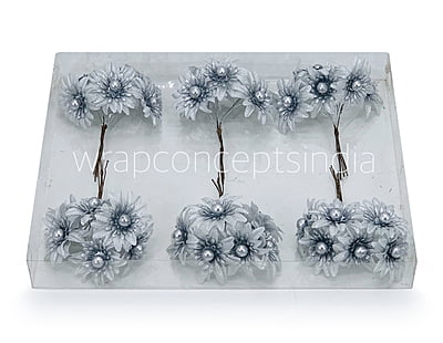 Silver Flowers on stick with Gold Ball