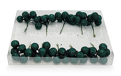 Deep Green Glitter Balls on Stick