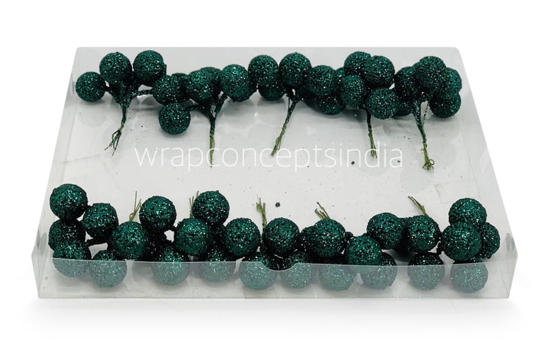 Deep Green Glitter Balls on Stick