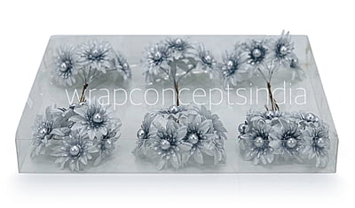 Silver Flowers on stick with Gold Ball