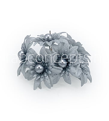 Silver Flowers on stick with Gold Ball