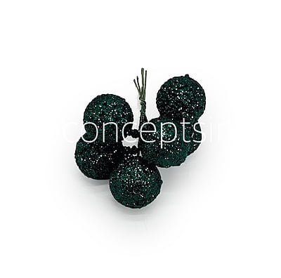 Deep Green Glitter Balls on Stick