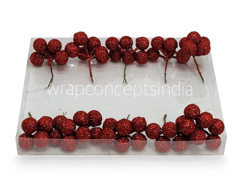 Red Glitter Balls on Stick