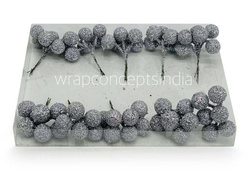 Silver Glitter Balls on Stick