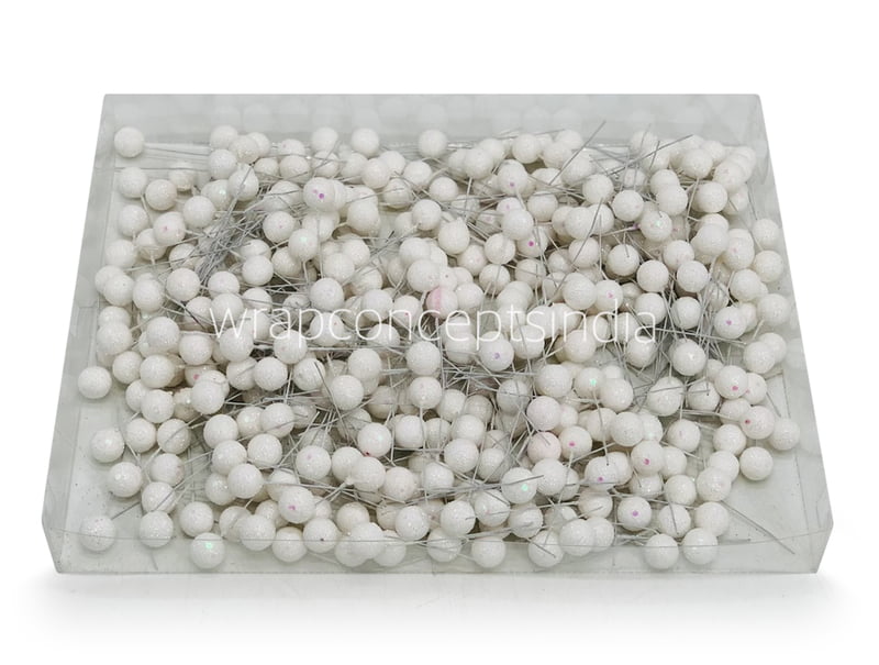 White Glitter Pearls Sticks 12 MM/ 15 MM
