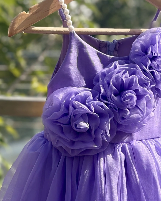 Periwinkle 3D Floral Organza Gown