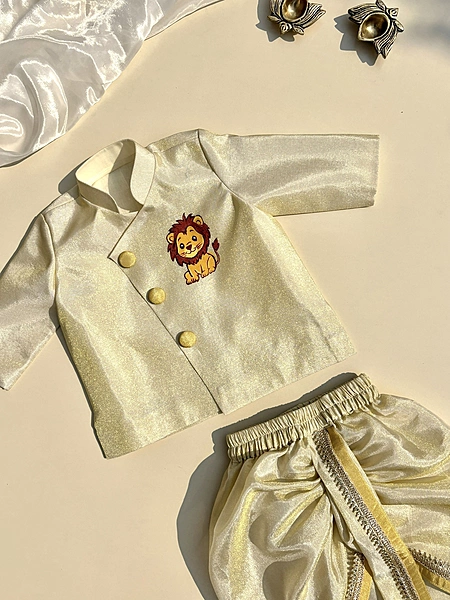 Simba Handpainted Tissue Silk Dhoti Set